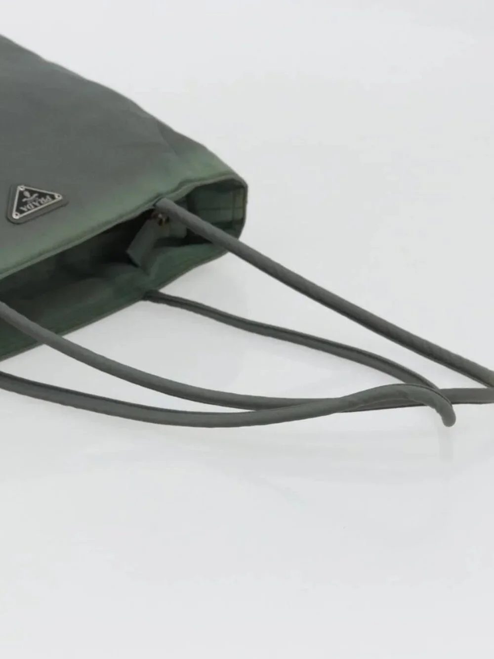PRADA Tote Bag Nylon Green Silver Auth 175705